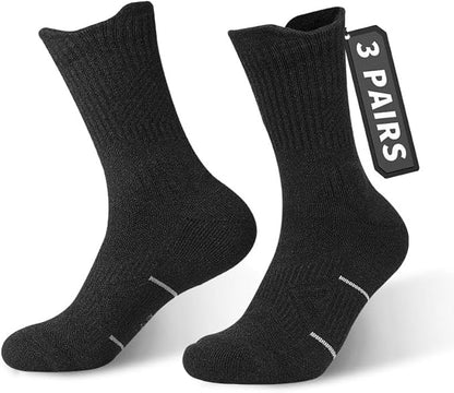 Mohair Wool Compression Running Socks 3 Pairs Anti-Blister Crew Socks Moisture Wicking Target Cushion Athletic Hiking Socks