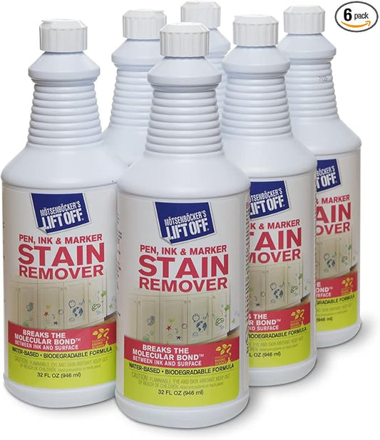 Motsenbocker's Lift Off 40903-6PK Pen, Ink & Marker Stain Remover – Removes Nail Polish, Makeup, and Dyes From Walls, Countertops, Tile, and More, Pre-Wash Laundry Treatment – 32 fl oz (Pack of 6)