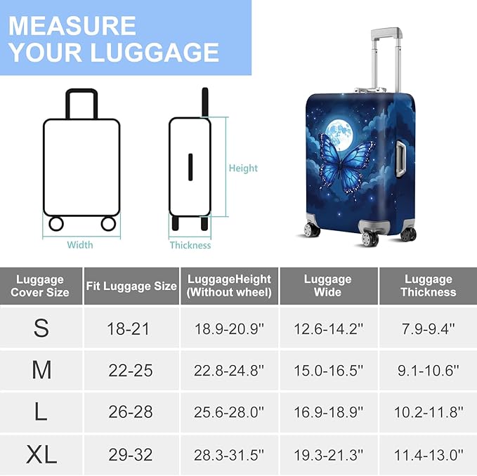 ANNA QUEEN Travel Luggage Cover Suitcase Protector Suitcase Cover Anti-Scratch,Stretchable Bag Cover Washable Durable Polyester