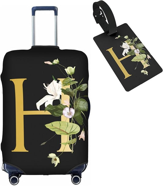 Decorative H Suitcase Protectors Elastic Washable Luggage Covers With Concealed Zippers For 18-32 Inch Luggage (Size L: Fits 25-28 Inch)