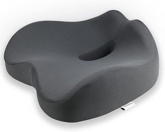 Chair Seat Cushion, Memory Foam Cushions for Office Chair, Car Seat, Airplane, Relieving Pressure Tailbone Sciatica Back Pain for Long Sitting Office Workers, Car Drivers（Grey）
