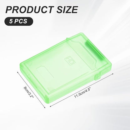 PATIKIL 4.5" x 3.2" Hard Drive Disk Case, 5Pcs Plastic Hard Disk Storage Box Portable Anti-Static Case for 2.5" External SSD HDD, Green