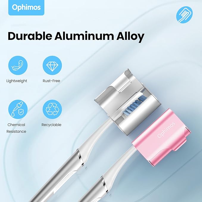 Aluminum Alloy Toothbrush Head Cover/Cap/Protector Case,Travel Toothbrush Covers Long-lasting Toothbrush Head Caps for Most Electric/Manual Brushes (Silver+Black+Pink+Blue+Grey+Orange, 6 pack)