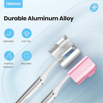 Aluminum Alloy Toothbrush Head Cover/Cap/Protector Case,Travel Toothbrush Covers Long-lasting Toothbrush Head Caps for Most Electric/Manual Brushes (Silver+Black+Pink+Blue+Grey+Orange, 6 pack)