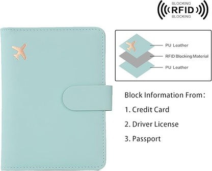 Melsbrinna Passport Holder,Passport Holder Card Slots,Cute Passport cover for Women/Men,Waterproof Rfid Blocking Travel Wallet (Pink Aqua green)