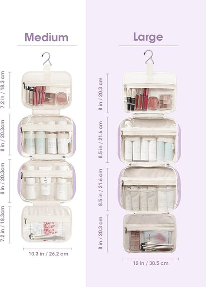 Narwey Hanging Toiletry Bag for Women Travel Makeup Bag Organizer Toiletries Bag for Travel Size Essentials Accessories Cosmetics (Purple (Medium))