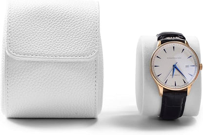 Oirlv Luxury Leather Travel Watch Case Portable Jewelry Watch Storage Roll Organizer(White)