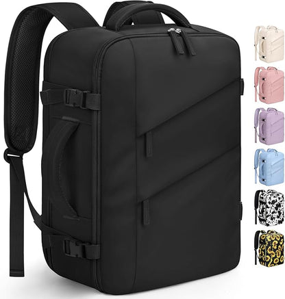 Capolo Travel Backpack for Women Men Waterproof Laptop Backpack Flight Approved Carry On Backpack Overnight Weekender Bag College Bookbag for Business, Work, Traveling Fits 17 '' Laptop,Black