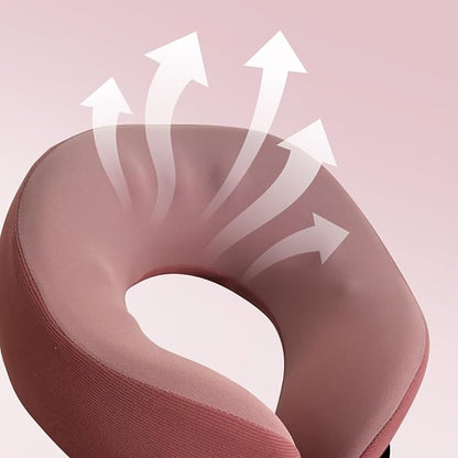 SPRFUFLY Super Comfy Travel Pillow - 100% Memory Foam Neck Pillow for Sleeping, Airplane Pillow with Sleep Mask & Earplugs, Travel Essentials Neck Pillow for Airplane, Car, Office & Home