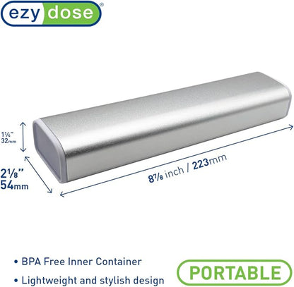 EZY DOSE Slide Pill Organizer, Stylish Medication Storage Case with Durable BPA-Free Plastic with Aluminum Exterior, Large 7-Day Weekly Compartments, Tablets, Vitamins, Compact, 9-Inch, Gray