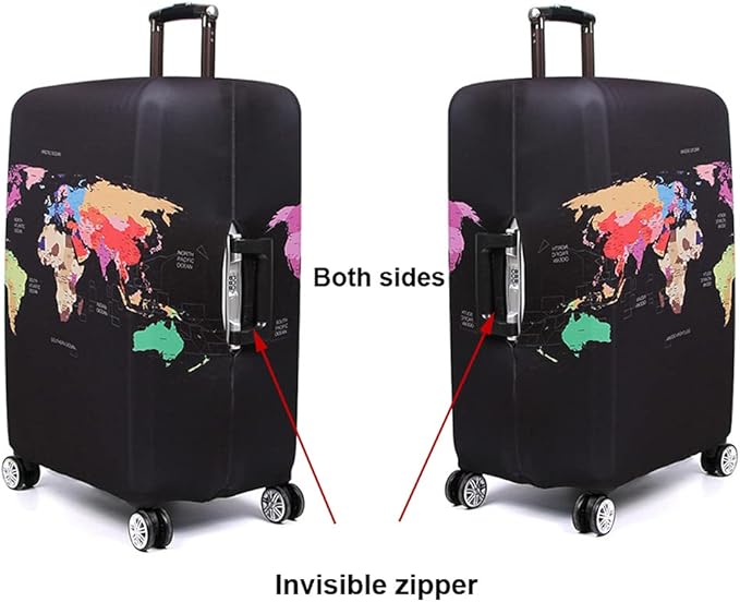 MosaiRudo Thicker Luggage Cover Elastic Suitcase Cover Protector Fits 18-32 Inch Suitcase Travel Accessories (World Travel, XL)