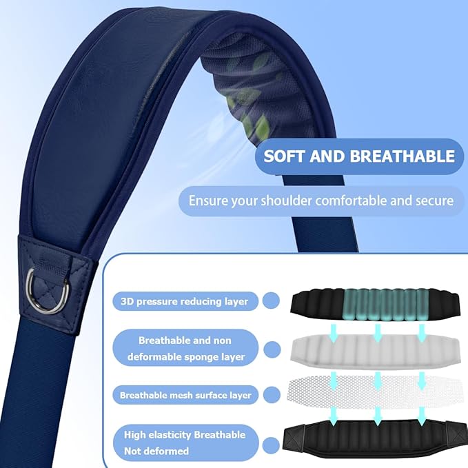 ZINMARK Shoulder Strap 59" with Fixed Pad and Dual Balance Buckles and Swivel Metal Hooks for Laptop Bag and Most Bag