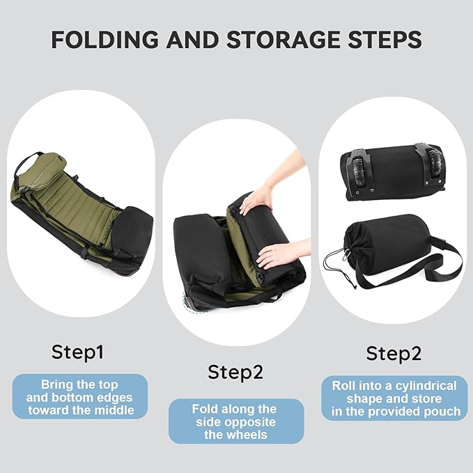 85L 29“ Foldable Rolling Backpack with Wheels, Soft-Side Travel Duffle Bag with Separate Shoe Compartment, Full Quilted Bottom, Army Green