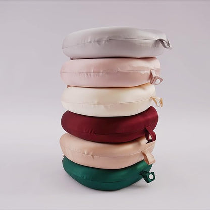 ROSEWARD 100% Mulberry Silk Neck Pillow for Travel 22 Momme Real Silk Travel Pillow for Pain Relief Sleeping, Pure Organic Silk Airplane Pillow, Anti Wrinkle Travel Pillow USA Made (Wine)