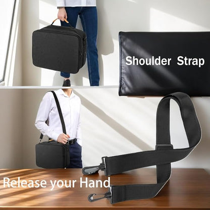 Extra Large Electronics Organizer Travel Case, Cable Organizer Bag with Shoulder Strap, Electronics Accessories Storage Double Layer Bags for Cord, Tablet, Headphone, Charger, Tools, DJ Gifts