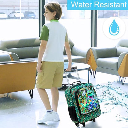 UFNDC Kids Luggage for Boys, Dinosuar Rolling Suicase with Wheels，Travel Carry on for Children Toddler Elementary