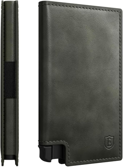 Ekster - Parliament Pop Up Wallet for Men - RFID Blocking Metal Card Holder Wallet with Push Button and Card Ejection - Minimalist Leather Tactical Daily Carry Parliament - Easy Access, Juniper Green