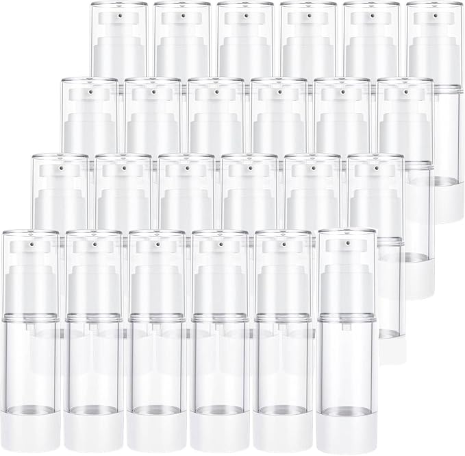 SENENQU 24 PCS 1 Oz 30ml Airless Pump Bottles Travel Size Empty Pump Bottle Lotion Container Refillable Cosmetic Pump Dispensers for Foundation Moisturizer Shampoo Toiletry