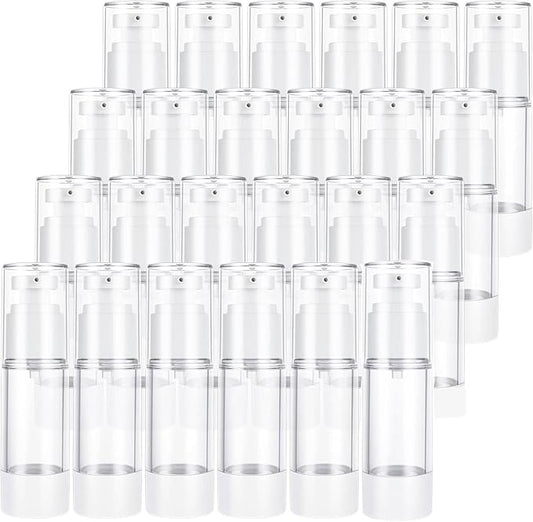 SENENQU 24 PCS 1 Oz 30ml Airless Pump Bottles Travel Size Empty Pump Bottle Lotion Container Refillable Cosmetic Pump Dispensers for Foundation Moisturizer Shampoo Toiletry