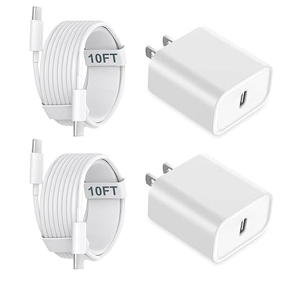 iPhone 15 Charger Fast Charging, 20W USB C Charger Block Plug Brick 10FT USB C to USBC Cable Cord Compatible with iPhone 15/15 Pro/15 Pro Max/15 Plus, iPad Pro 12.9/13/11inch,iPad Mini 6,iPad Air 4/5