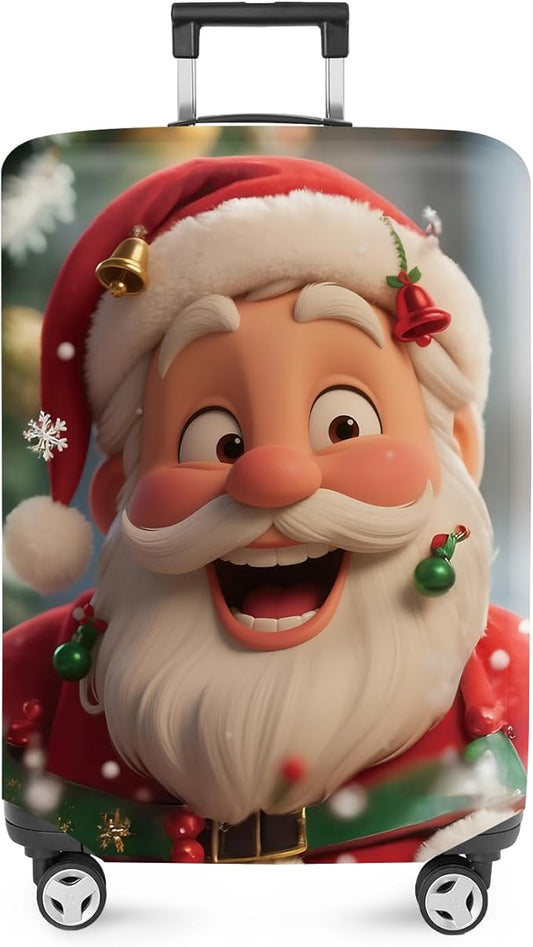 FOREVER QUEEN Santa Claus Luggage Cover Suitcase Protector Suitcase Cover Anti-Scratch,Stretchable Bag Cover Washable Durable Polyester