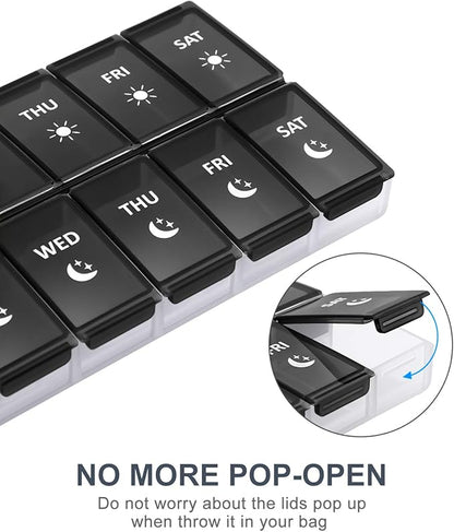 XL Weekly Pill Organizer 2 Times a Day, Fullicon Extra Large Daily Pill Cases Oversized AM PM Pill Box Twice a Day for Vitamin/Fish Oil/Pills/Supplements