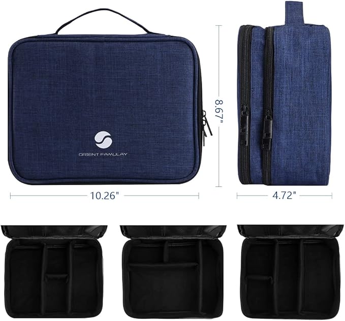 ORIENT FAMULAY Travel Electronics Organizer, Waterproof Cable Organizer Bag for Electronic Accessories Double Layer Large Shockproof Cable Storage Bag for Cord, Power Bank, Tablet(Up to iPad 11 inch) - Royal Blue