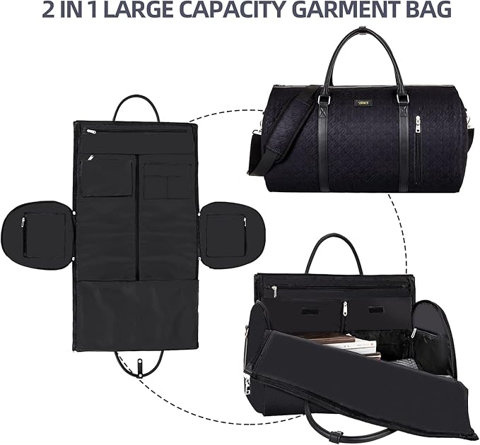 Garment Bag for Travel Convertible Carry On Garment Bag Large Travel Duffel Bags for Women 2 in 1 Hanging Suitcase Suit Travel Bags for Women & Men 3pcs Set