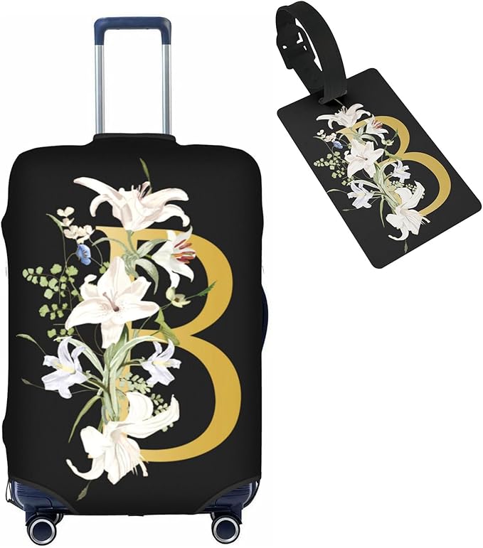 Decorative B Suitcase Protectors Elastic Washable Luggage Covers With Concealed Zippers For 18-32 Inch Luggage (Size Xl: Fits 29-32 Inch)