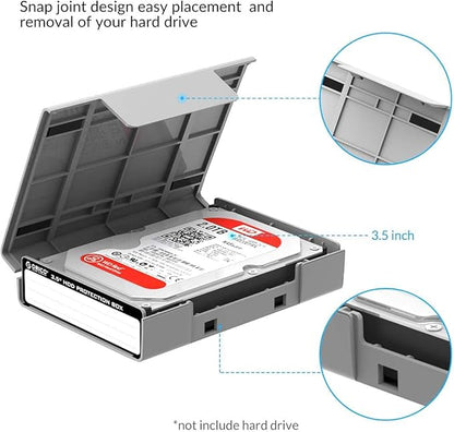 ORICO 3.5 Inch Hard Drive Case Protective Box with Anti-Static,Shockproof and Dustproof Function, Storage Case for HDD External Hard Drive Case,Gray,5 Pack-PHP35
