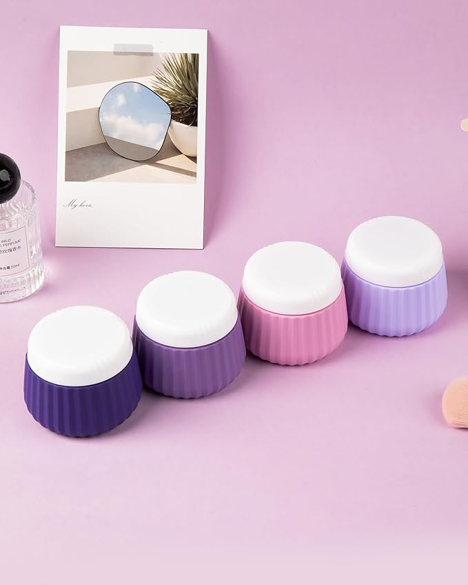 Travel Containers for Toiletries 4 Pack, TSA Approved Travel Size Toiletries, Travel Size Containers, With Clear Bag Leak Proof Silicone Jars, Travel Essentials Creams Jars Carrying Small Items