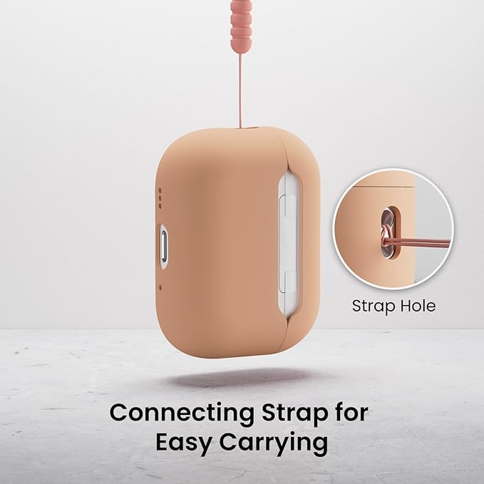 ORNARTO Compatible with AirPods Pro 3 Case 2025, Full Protective Hybrid Silicone for AirPods Pro 3rd Generation Case, Front LED Visible Skin Cover-Dark Salmon