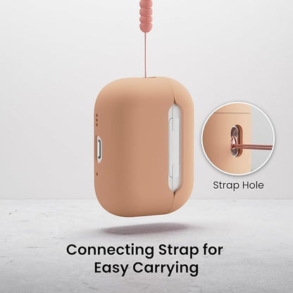 ORNARTO Compatible with AirPods Pro 3 Case 2025, Full Protective Hybrid Silicone for AirPods Pro 3rd Generation Case, Front LED Visible Skin Cover-Dark Salmon