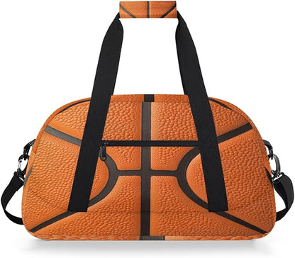 Kids Duffle Bag Girls Boys Basketball Texture Weekender Overnight Bag,Lightweight Duffel Bags for Traveling Gym Sport Dance
