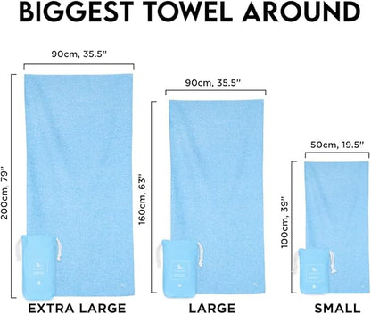 Dock & Bay Customized Beach Towel - Quick Dry, Sand Free - Compact, Lightweight - 100% Recycled - Includes Bag - Essential - Lagoon Blue - Large