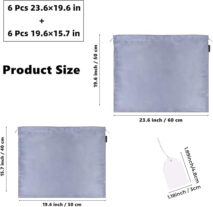 12 Pack Dust Bags for Handbags, Silk Cloth Bag With Drawstring Large Travel Storage Pouch for Handbag Purse Shoes Boots