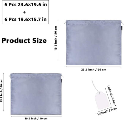 12 Pack Dust Bags for Handbags, Silk Cloth Bag With Drawstring Large Travel Storage Pouch for Handbag Purse Shoes Boots