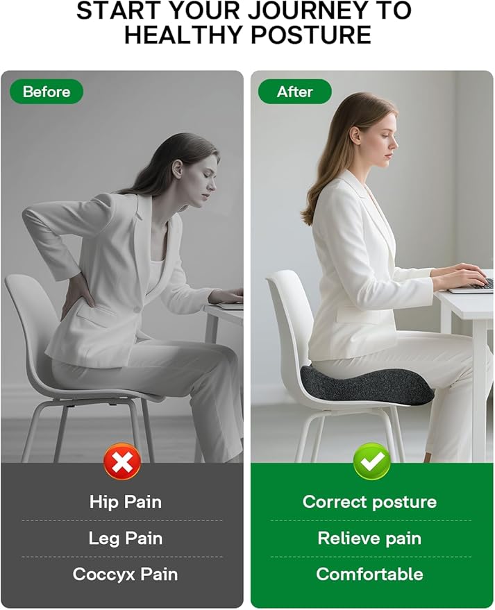 Medisana Seat Cushion, SC 200B Seat Cushions for Office Chairs, Car Seat, Wheelchair - Sciatica & Tailbone & Coccyx Pain Relief Pillow for Driver Sedentary People（Size:22.8 * 16.5 * 4.3 in-Black）