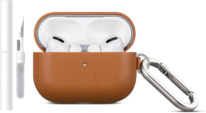Lopie Leather Case for AirPods Pro 2, Handmade for AirPods Pro 2nd Generation Case Cover with Keychain & Cleaner Kit, Protective Hard Shell Cover, Fully-Wrapped with Top Grain Leather - Brown