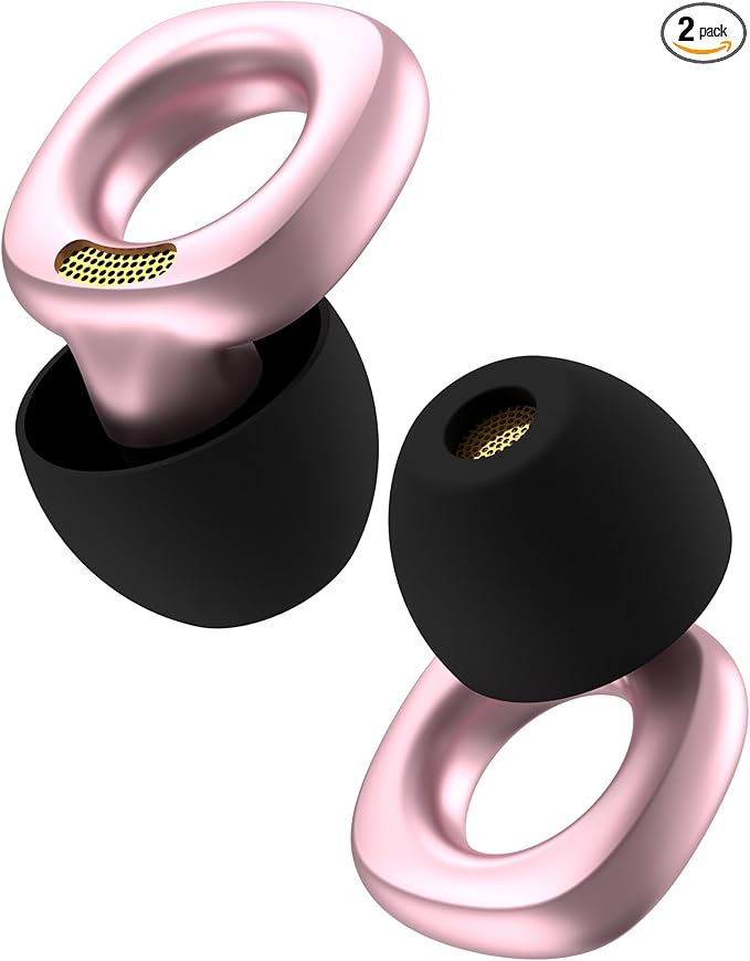 Audree Style Ear Plugs for Noise Reduction, Reusable High Fidelity Earplugs for Concerts, Musicians, Motorcycles, Study, Parent, Party, Flights & Noise Sensitivity, 18-29dB Noise Cancelling, Pink