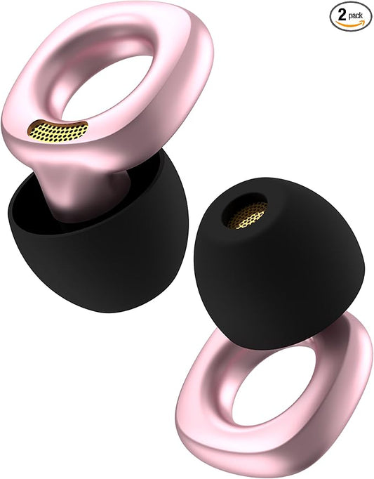 Audree Style Ear Plugs for Noise Reduction, Reusable High Fidelity Earplugs for Concerts, Musicians, Motorcycles, Study, Parent, Party, Flights & Noise Sensitivity, 18-29dB Noise Cancelling, Pink