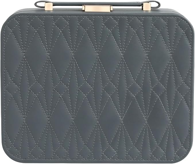 Travel Jewelry Case Large, Jewelry Box Large Jewelry Travel Organizer Jewelry Case with Handle, Best Gift for women Girls, Grey