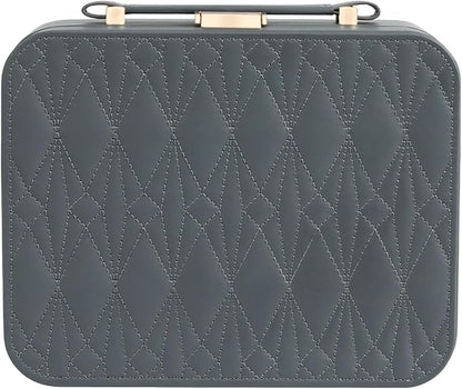 Travel Jewelry Case Large, Jewelry Box Large Jewelry Travel Organizer Jewelry Case with Handle, Best Gift for women Girls, Grey