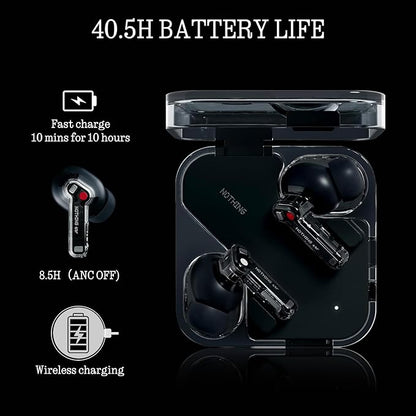 Nothing Ear Wireless Earbuds Bluetooth, 45dB Hybrid Smart ANC Earbuds, 11mm Deep Bass Boost, Hi-Res Audio with LDAC & LHDC 5.0, 6 Mics Call, 40.5H Playtime with Fast Charging Case, ChatGPT Supported