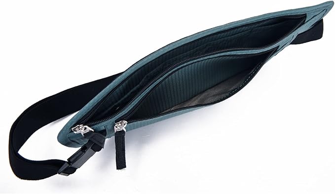 RFID Blocking Money Belt for Men Women, Slim Fanny Pack for Travel，Running,Conceal Waist Wallet for Passport Holder,Phone,Cash(Turquoise)