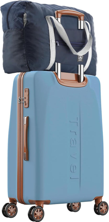 Sweetude 24 Pcs Travel Duffel Bags Bulk Foldable Luggage Bag Women Men Waterproof Carry Tote with Trolley Sleeve for Gym, Overnight, Airlines(Navy Blue)