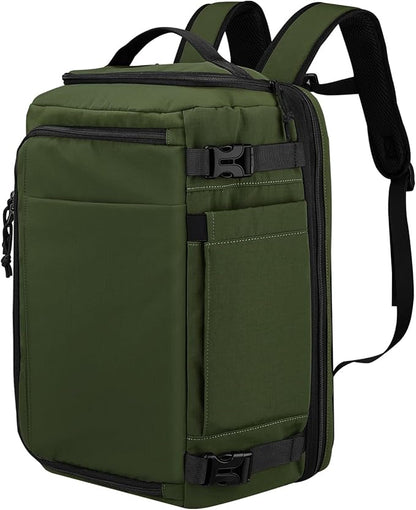 Carry On Travel Backpack with Shoe Compartment Flight Approved Laptop Backpack Expandable Work Business Backpack for Women Men Casual Daypack, Dark Green