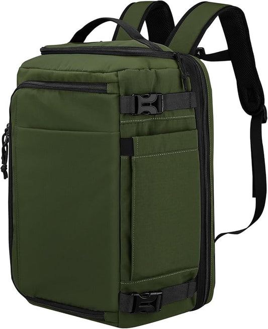 Carry On Travel Backpack with Shoe Compartment Flight Approved Laptop Backpack Expandable Work Business Backpack for Women Men Casual Daypack, Dark Green
