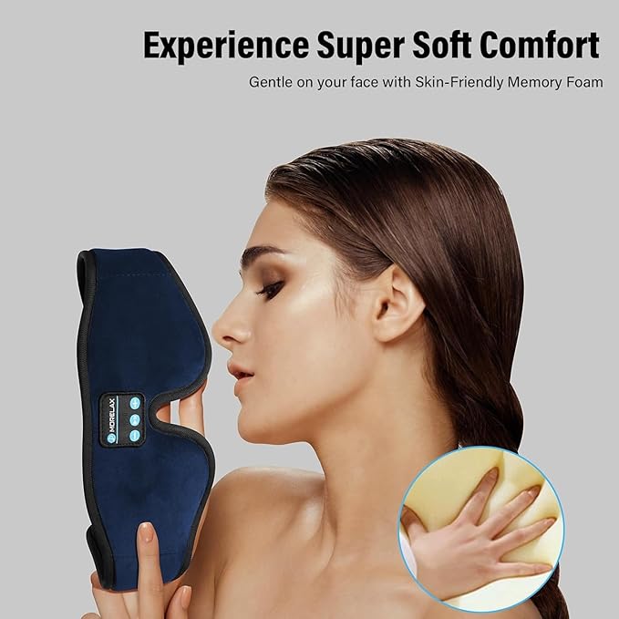 Sleep Mask with Bluetooth Headphones, 3D Sleep Mask Wireless Music Eye Mask for Sleeping Side/Back Sleepers Sleep Headphones Gift (Azure)