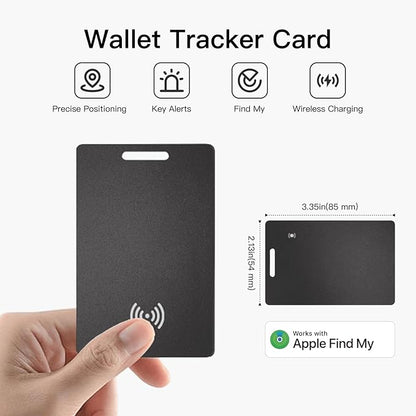 RAINDROPS 2025 Wallet Tracker Card, Ultra-Thin Wallet AirTag Card Works with Apple Find My, Wireless Charging Item Finder for Luggage, Passport, Bags (iOS Only, Black, 2 Pack)